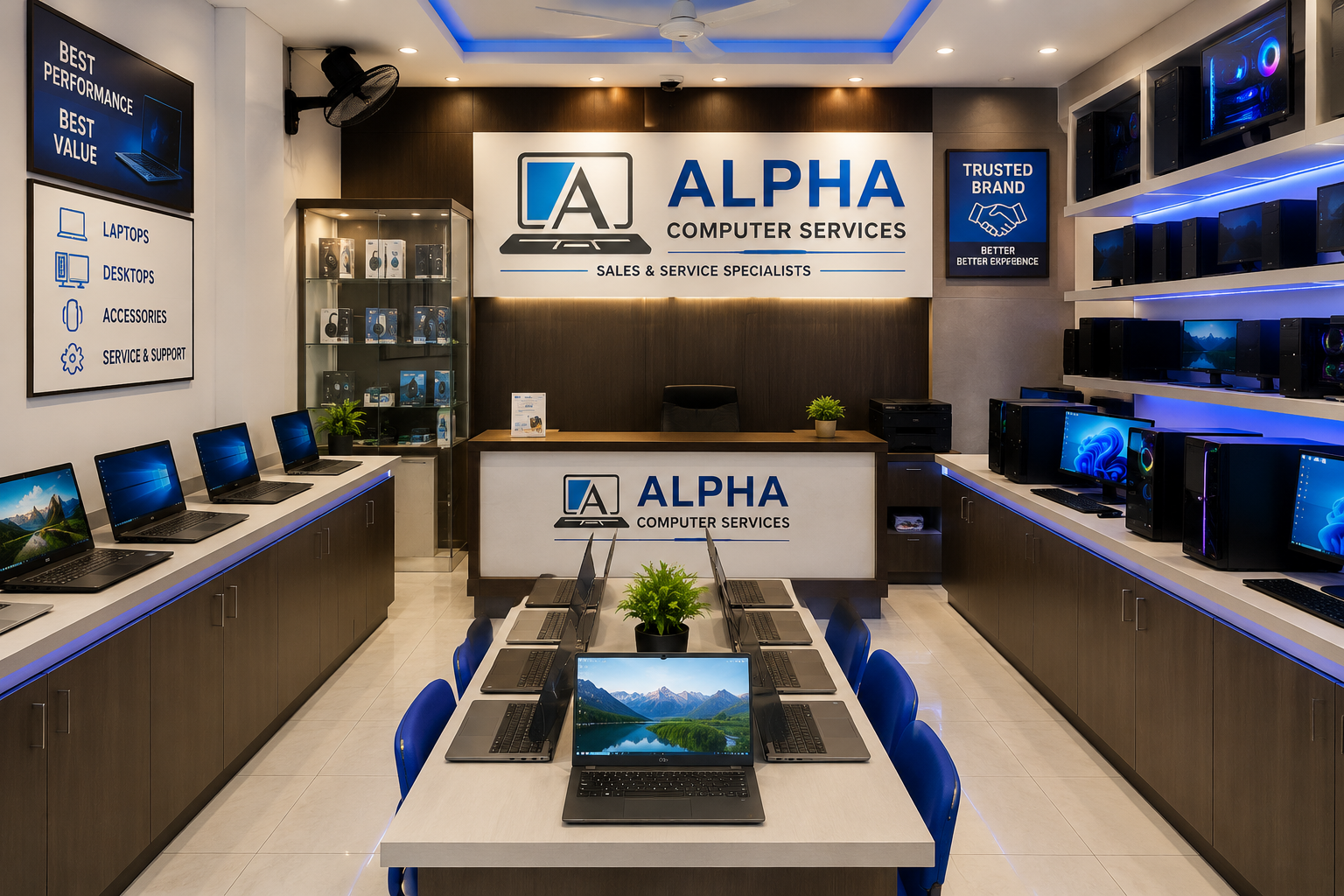 Alpha Computer Services showroom interior